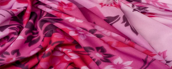 质地， 背景， 图案， 精致的粉红色丝绸与花卉 pri — 图库照片