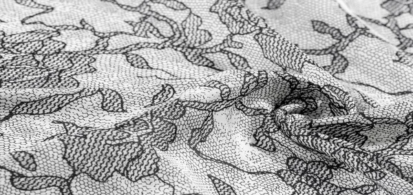 Texture, fond, motif. Tissu blanc soie avec motif dentelle — Photo