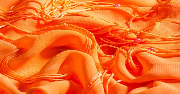 Фон, візерунок, текстура, помаранчева шовкова тканина має блискучий — стокове фото