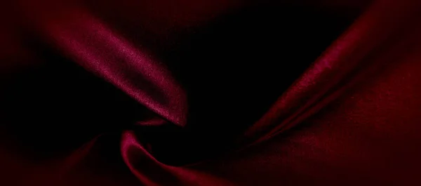 Textura, tecido de seda vermelha foto panorâmica. Silk Duke cetim humor  - — Fotografia de Stock