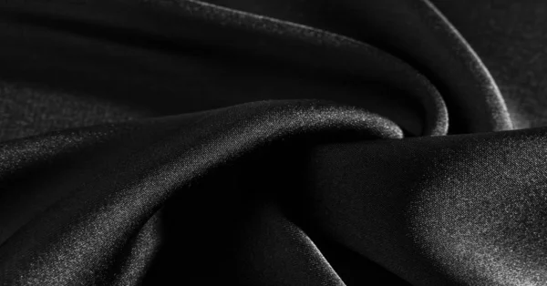 Fundal, model, textură, tapet, țesătură de mătase neagră. Adaugă — Fotografie, imagine de stoc