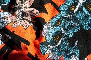 doku, arka plan, desen. Gri çiçekli kumaş kırmızı sakal