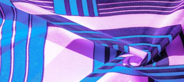 Doku, arka plan, mavi çizgili desenli ipek kumaş. Th