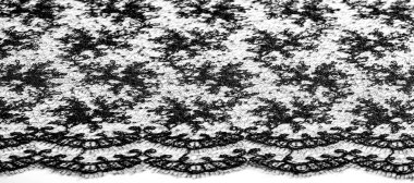 Doku, desen, beyaz bir arka plan üzerinde siyah dantel kumaş. Th