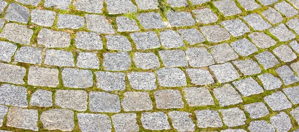 Granitpflaster, Fahrbahn, Straße, Pflaster, Damm, Pflaster. eine sehr — Stockfoto