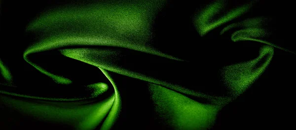 Textura, fundo, padrão. tecido de seda verde foto panorâmica . — Fotografia de Stock