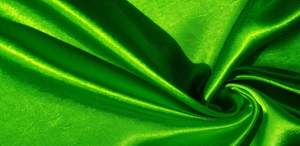 Texture, sfondo, motivo, tessuto di seta di colore verde. Questo è un — Foto Stock