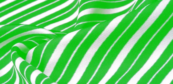 Tissu rayé de soie. rayures blanches vertes. Ce beau, super — Photo