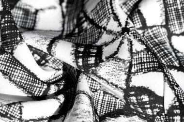 doku, arka plan, desen. siyah soyut f ile beyaz kumaş