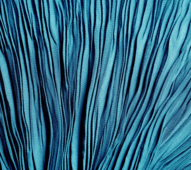 Texture, background, pattern, Cloth pleated blue. A shiny finish