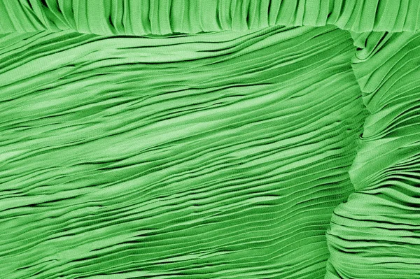 Textura, fundo, padrão, seda tecido plissado verde. Isto é... — Fotografia de Stock