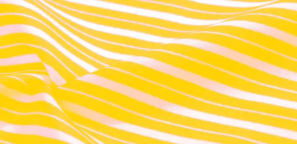 Silk striped fabric. yellow white stripes. This beautiful, super — Stock Photo, Image