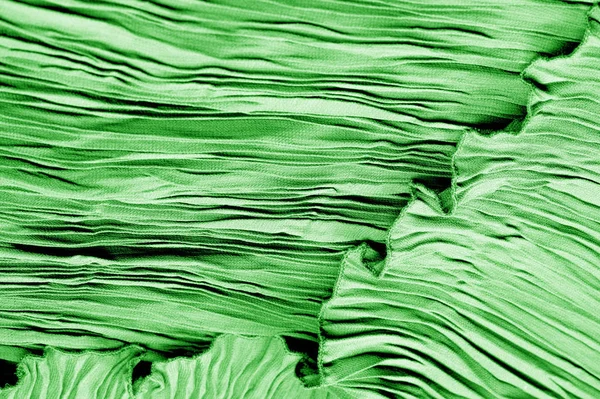 Texture, background, pattern, Fabric silk pleated green. This be — Stock Photo, Image