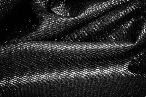 Textur, bakgrund, mönster. Tyg grå svart belagd med en met — Stockfoto