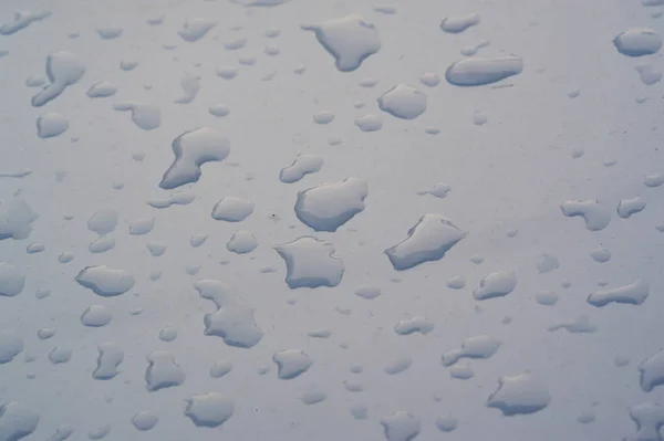 Summer rain, drops of water on the car paint. a small round or p — Stock Photo, Image