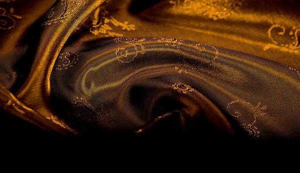 Textura patrón de fondo Amarillo mostaza tela de gasa marrón w — Foto de Stock