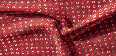 Doku arka plan, desen, kırmızı polka noktaları ile kırmızı ipek kumaş