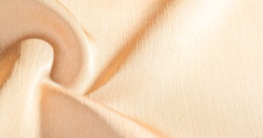 Arka plan, desen, doku, bej altın ipek kumaş Pürüzsüz mat bir kaplamaya sahiptir ve hafif bükümlü bir iplik sayesinde dayanıklıdır. Tasarımdan projelerinize kadar her şey için bu lüks kumaşı kullanın