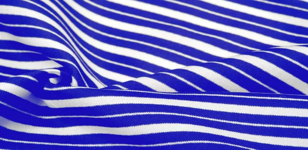 Silk striped fabric. blue white stripes. This beautiful, super s — Stock Photo, Image