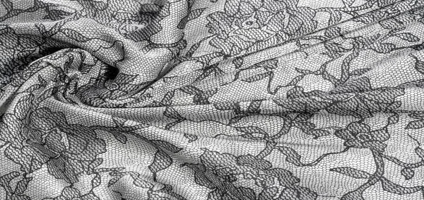 Texture, fond, motif. Tissu blanc soie avec motif dentelle — Photo