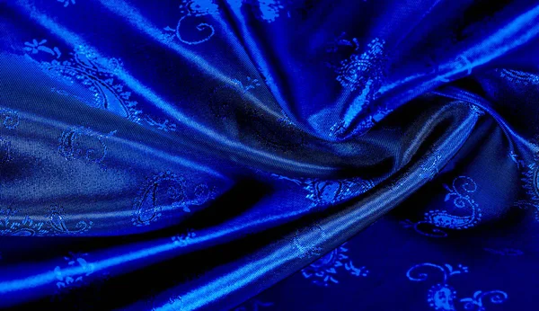 Текстура, фон, рисунок Синий шелк шифон ткани с pai — стоковое фото
