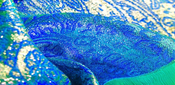 Fundo da textura, padrão. tecido brocado azul. Brocad de organza — Fotografia de Stock
