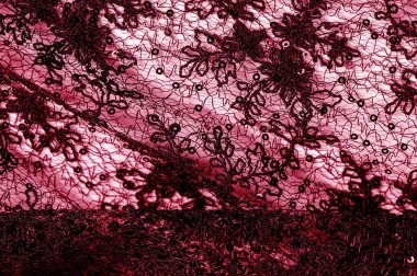 Doku, desen, beyaz bir arka plan üzerinde kırmızı dantel kumaş. Şarküteri