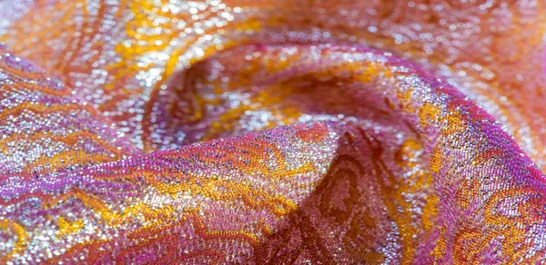 Textura de fondo, patrón. tejido brocado rosa. Brocado de organza — Foto de Stock