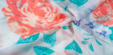 doku deseni pamuklu kumaş. Beyaz bir backgrou üzerinde çiçekler güller