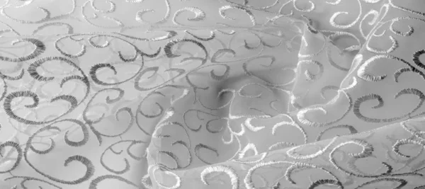 Λευκό μοτίβο υφής αυτό το ύφασμα από οργάντζα είναι καθαρό και ελαφρύ, ένα — Φωτογραφία Αρχείου