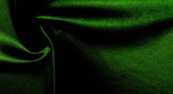 Textuur, achtergrond, patroon. groene zijde stof panoramische foto. — Stockfoto