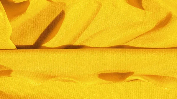 Texture, background, silk fabric, yellow woman's handkerchief; D — Stock Photo, Image