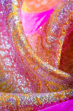 Doku arka planı, desen. pembe brokar kumaş. Organza brocad