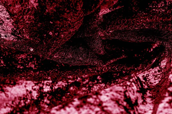 Текстура, візерунок, мереживна тканина червоного кольору на білому тлі. Делі — стокове фото
