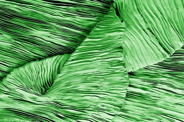 Texture, background, pattern, Fabric silk pleated green. This be — Stock Photo, Image