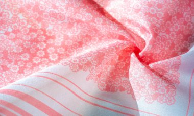 Doku, arka plan, desen, beyaz bir backgr üzerinde pembe ipek kumaş