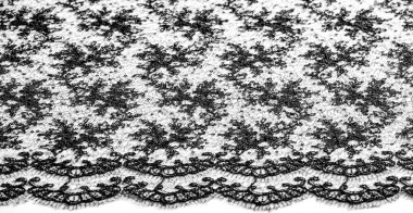 Doku, desen, beyaz bir arka plan üzerinde siyah dantel kumaş. Th