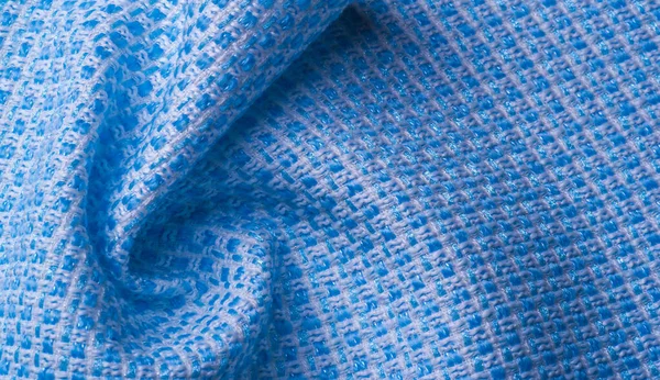 Textúra, szövet, mintázat. Nagy szövésű kék és fehér szálak, — Stock Fotó