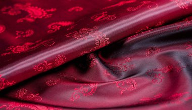 Doku, kumaş, paisley desenli kırmızı ipek. Bu güzel p