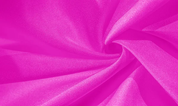 Texture, background, pattern, silk pink fabric. Crepe satin on t — Stock Photo, Image