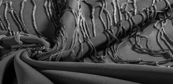 Tekstur latar belakang kain sutra. Ini adalah syal hitam alami — Stok Foto