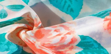 doku deseni pamuklu kumaş. Beyaz bir backgrou üzerinde çiçekler güller