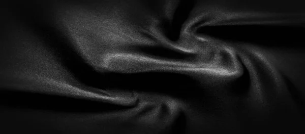 Textúra, háttér, mintázat. Fekete selyemszövet. Ez fekete és — Stock Fotó