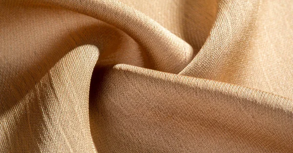 Pozadí Struktura Textura Béžová Zlatá Hedvábná Textilie Hladký Matný Povrch — Stock fotografie