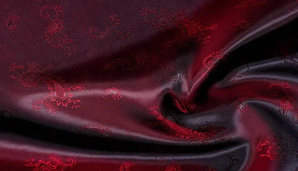 Textur, tyg, rött siden med paisleymönster. Denna vackra p — Stockfoto