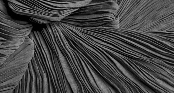 Textuur, achtergrond, patroon, doek geplooid grijs zwart. U mag — Stockfoto