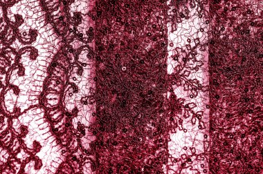 Doku, desen, beyaz bir arka plan üzerinde kırmızı dantel kumaş. Şarküteri