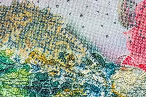 Arka plan dokusu; Desen. Yapıştırılmış dantel çizgili kumaş. Mult — Stok fotoğraf