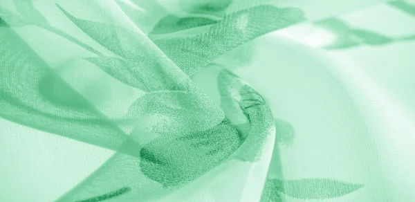 Tekstura, tło, wzór, tapeta. Biała tkanina jedwabna, Zielona — Zdjęcie stockowe