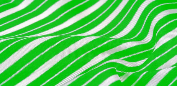 Silk striped fabric. green white stripes. This beautiful, super — Stock Photo, Image